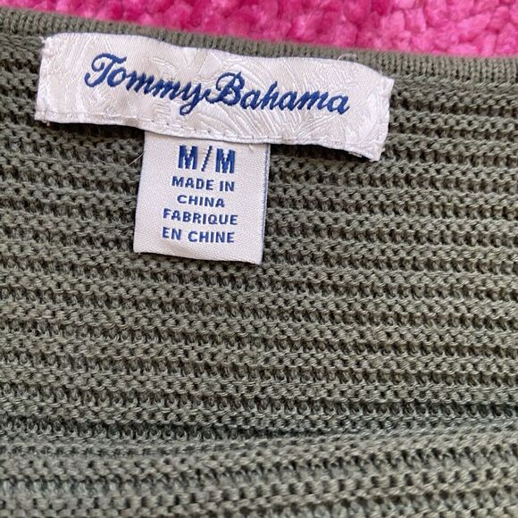 Tommy Bahama Textured Knit Short Sleeve Sweater Olive Green Size Medium - Picture 3 of 7